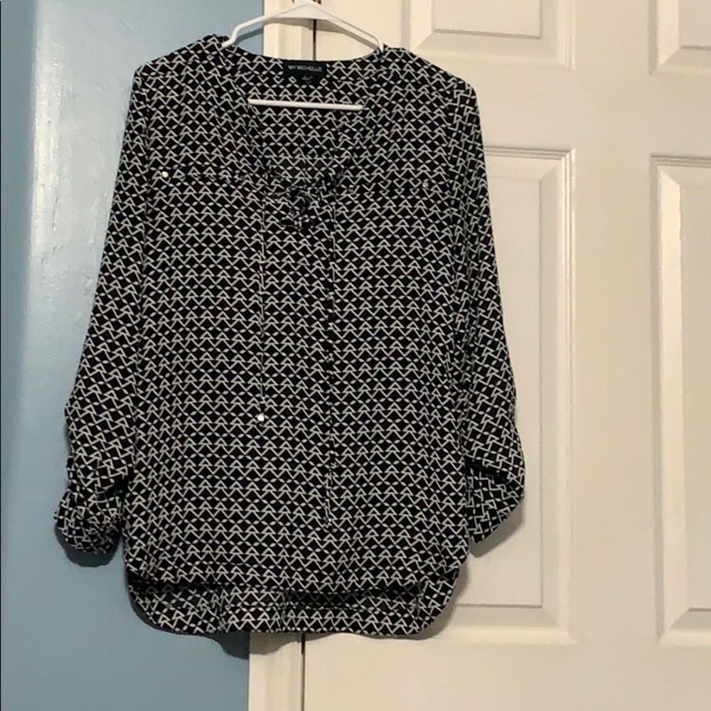 Black and white geometric blouse